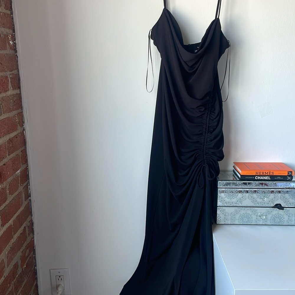 Black Zara strap dress with split. Size L . 100% polyester